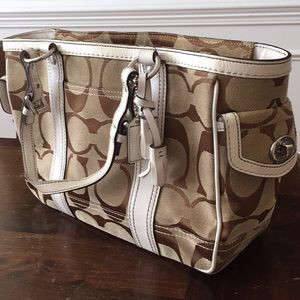 Coach Canvas Gallery Jacquard Satchel Tote Handbag